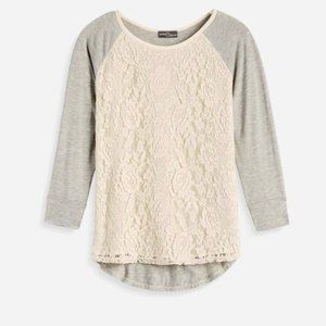 Bernadette Lace Overlay Raglan Top